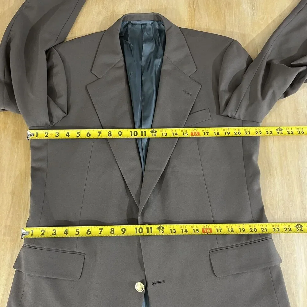 Hickey Freeman Canterbury Blazer Men 43L Long Wool Golden Buttons Jacket Stretch
